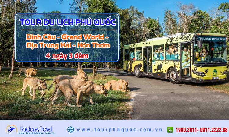 Tour du lịch Phú Quốc - Dinh Cậu - Grand World - Địa Trung Hải - Hòn Thơm 4 ngày 3 đêm